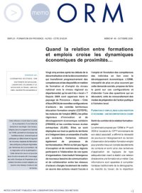 Quand la relation entre formations et emplois croise les dynamiques économiques de proximités...