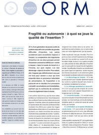 Fragilité ou autonomie : à quoi se joue la qualité de l'insertion<small class="fine d-inline"> </small>?