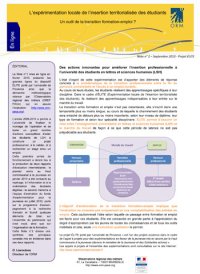 L'expérimentation locale de l'insertion territorialisée des étudiants