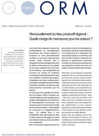 Renouvellement du tissu productif régional