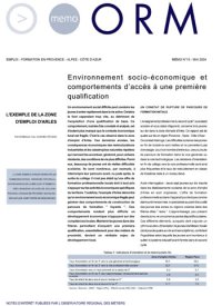 Environnement socio-économique et comportements d'accès à une première qualification