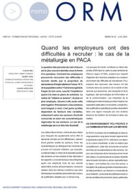 Quand les employeurs ont des difficultés à recruter : le cas de la métallurgie en PACA 