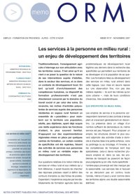 Les services à la personne en milieu rural : un enjeu de développement des territoires