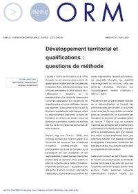 Développement territorial et qualifications : questions de méthode
