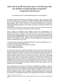Quels sont les profils des jeunes qui ne s'inscrivent pas dans des situations d'emploi durable et progressif<small class="fine d-inline"> </small>? Comparaison PACA/France