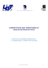 Compétitivité des territoires et qualifications en PACA
