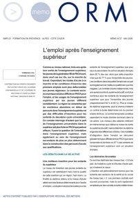 L'emploi après l'enseignement supérieur