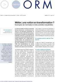 Métier, une notion en transformation<small class="fine d-inline"> </small>?