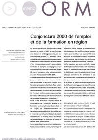 Conjoncture 2000 de l'emploi et de la formation en région
