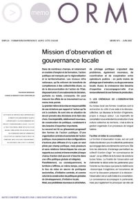 Mission d'observation et gouvernance locale