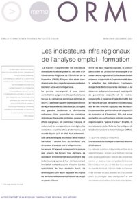 Les indicateurs infrarégionaux de l'analyse emploi-formation 