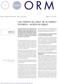 Les métiers au coeur de la relation formation-emploi en région