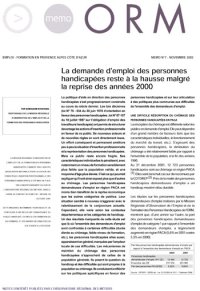La demande d'emploi des personnes handicapées reste à la hausse malgré la reprise des années 2000