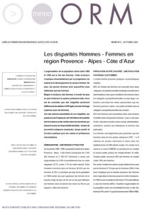 Les disparités hommes-femmes en région Provence - Alpes - Côte d'Azur 