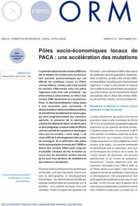 Pôles socio-économiques locaux de PACA : une accélération des mutations