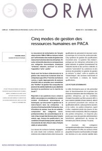 Cinq modes de gestion des ressources humaines en PACA