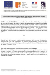 Le devenir des stagiaires de la formation professionnelle qualifiante sous l'angle de l'égalité entre les femmes et les hommes