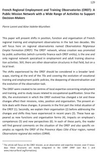 French regional employment and training observatories (OREF) : a public mission network with a wide range of activities to support decision-makers 